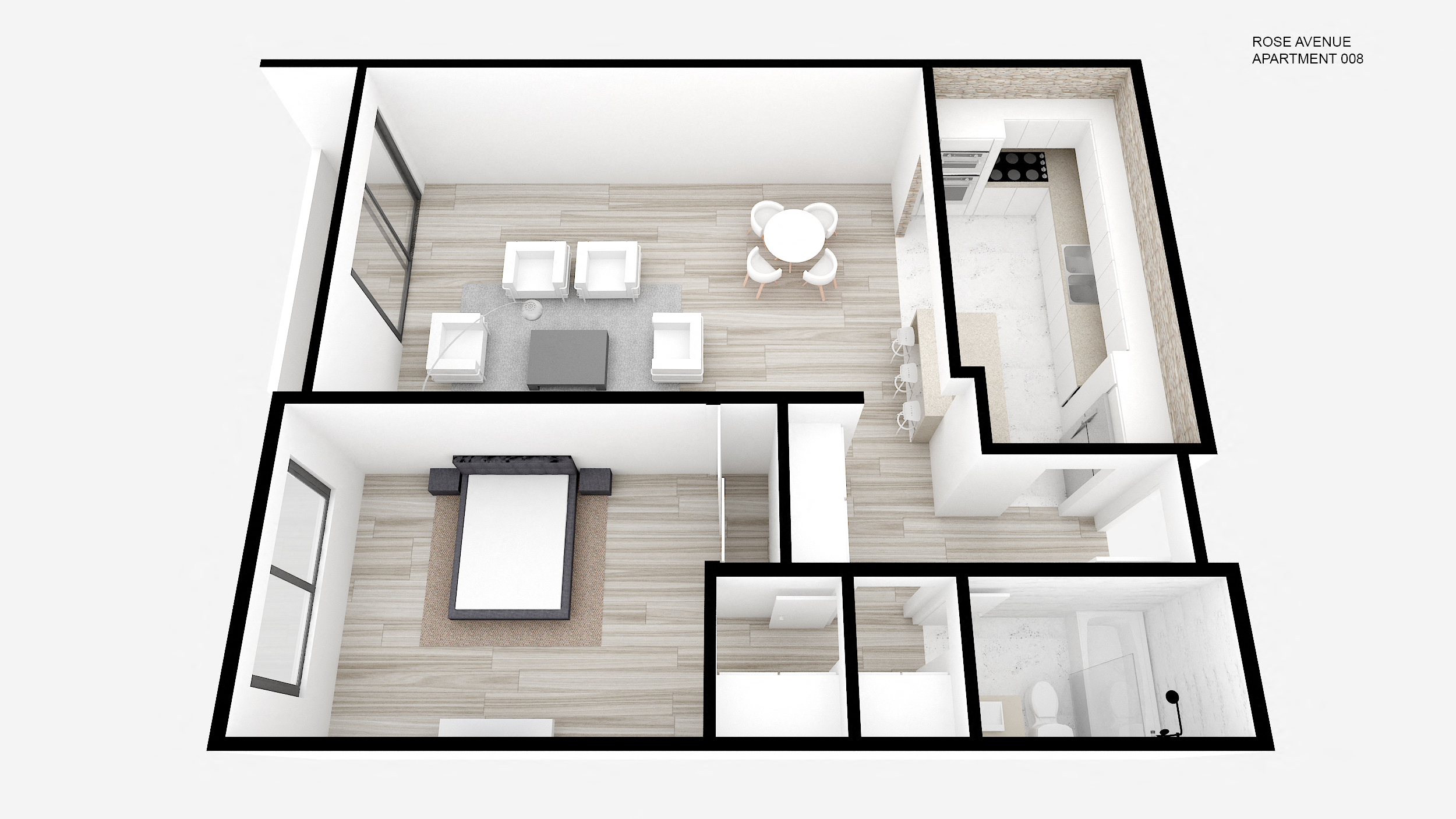 Floor plan for 1 bed, 1 bath, 798 sqft